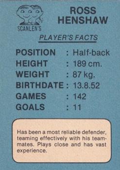 1981 Scanlens VFL #72 Ross Henshaw Back